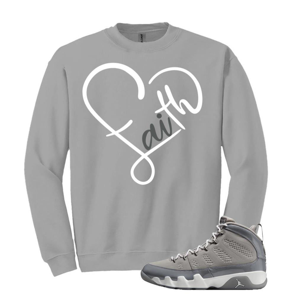 Jordan 9 Retro Cool Grey Sweatshirt to Match Faith HV4794-011 Match Sneaker Tee