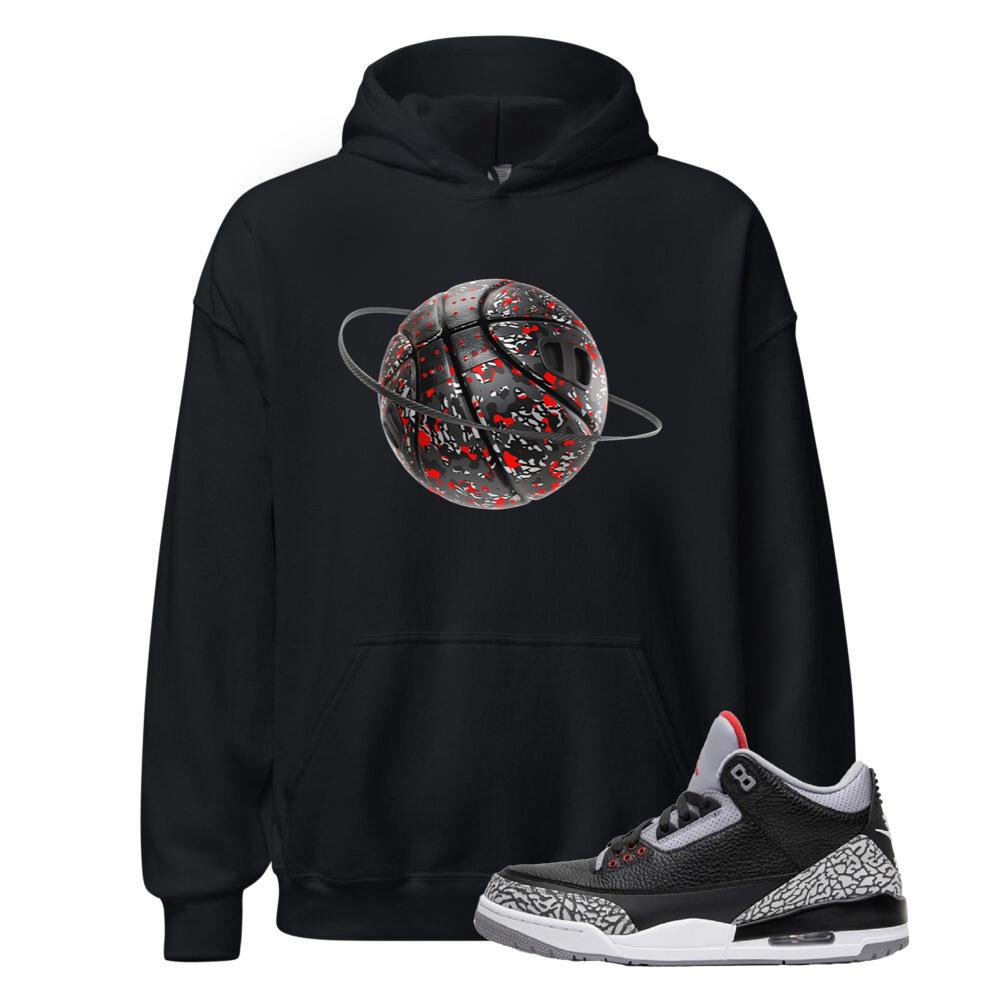Air Jordan 3 Retro OG Black Cement Shirt to Match Fire Orbit Hoodie DN3707-010 Match Sneaker Tee