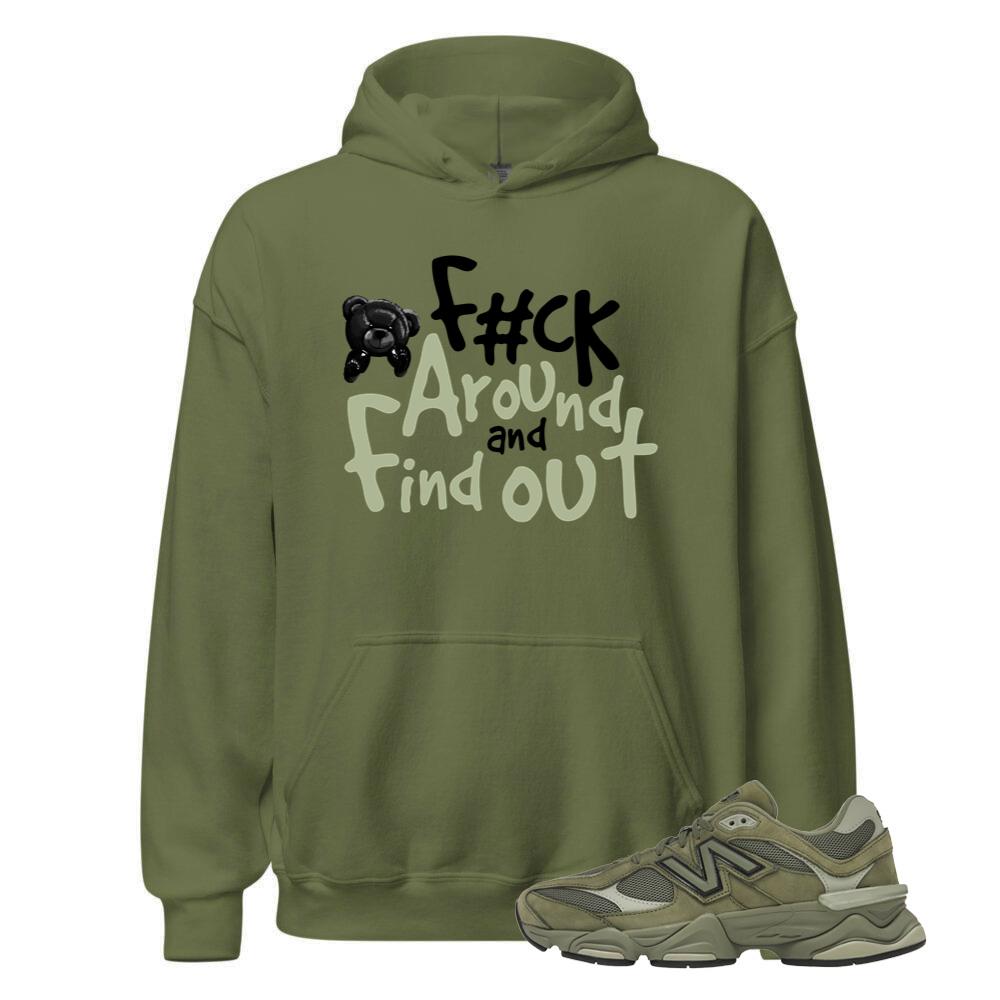 New Balance 9060 Dark Olivine Shirt to Match Fuck Around and Find Out, Hoodie U9060ZGD Match Sneaker Tee