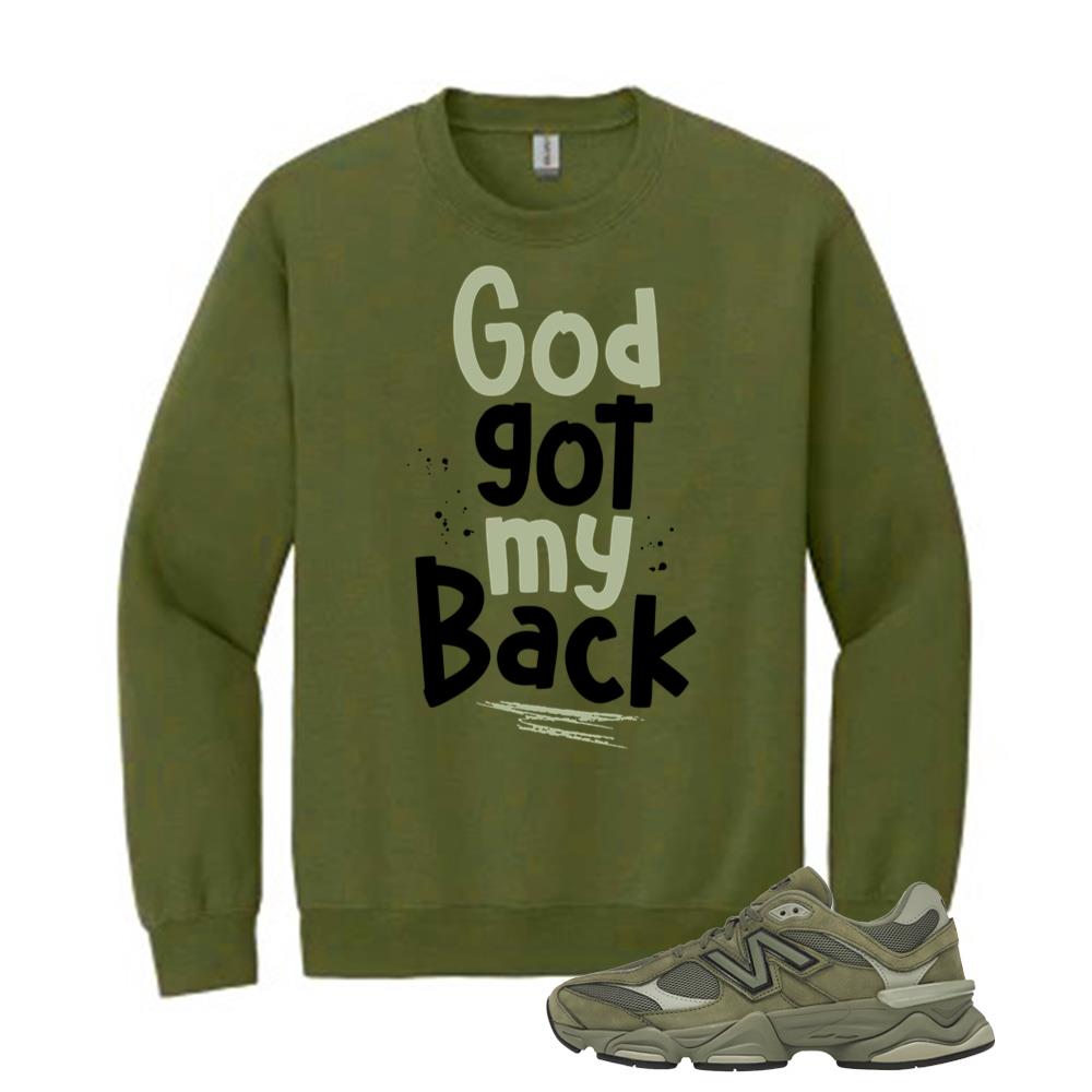 New Balance 9060 Dark Olivine Shirt to Match God Got My Back Sweatshirt U9060ZGD Match Sneaker Tee