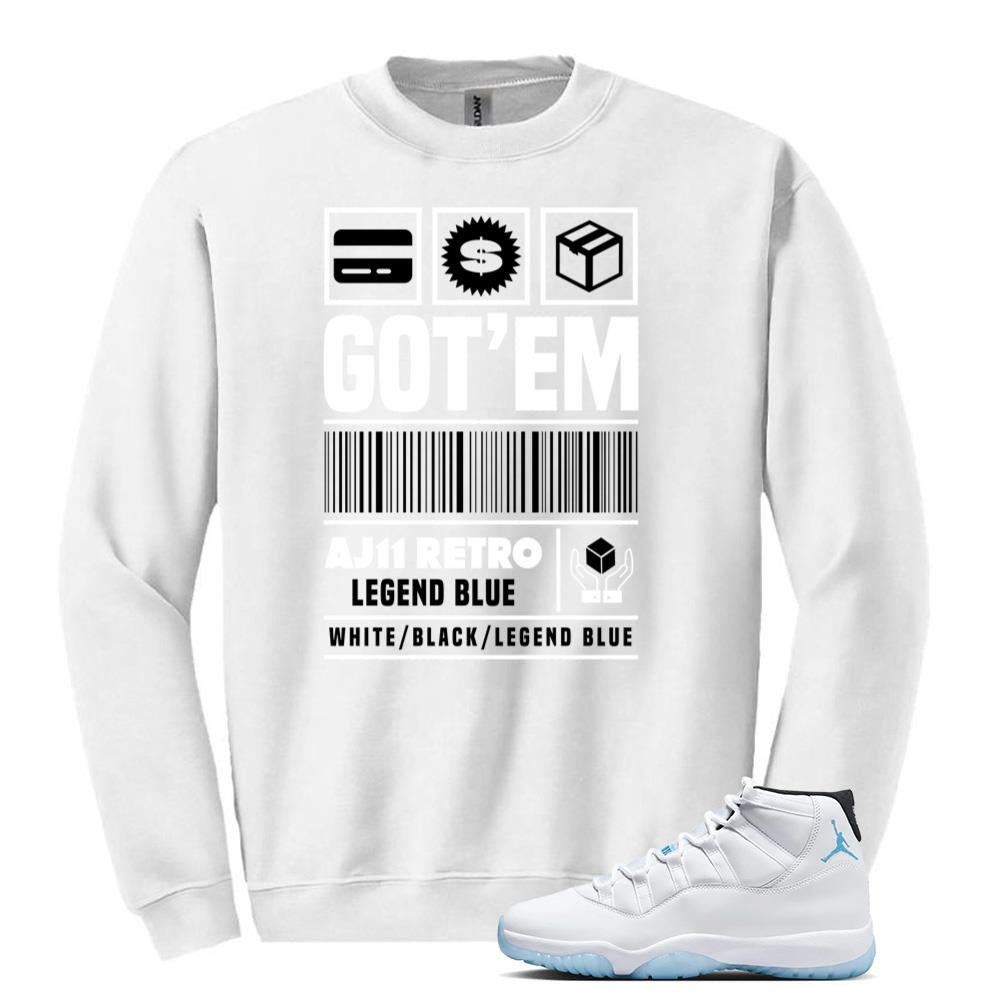 Air Jordan 11 Retro Legend Blue Sweatshirt to Match Got'Em CT8012-104 Match Sneaker Tee