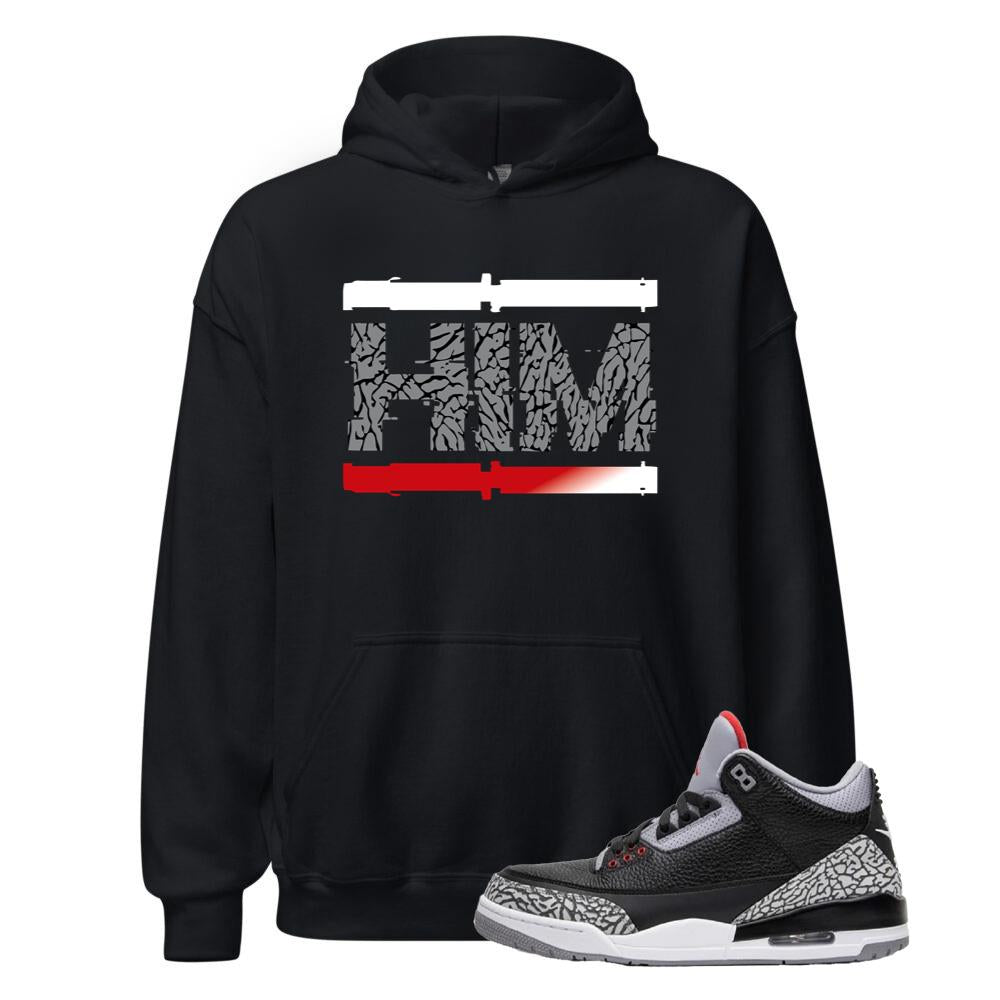 Air Jordan 3 Retro OG Black Cement Shirt to Match HIM Hoodie DN3707-010 Match Sneaker Tee