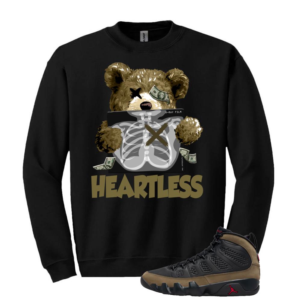 Air Jordan 9 Olive Shirt to Match Heartless Sweatshirt HV4794-030 Match Sneaker Tee