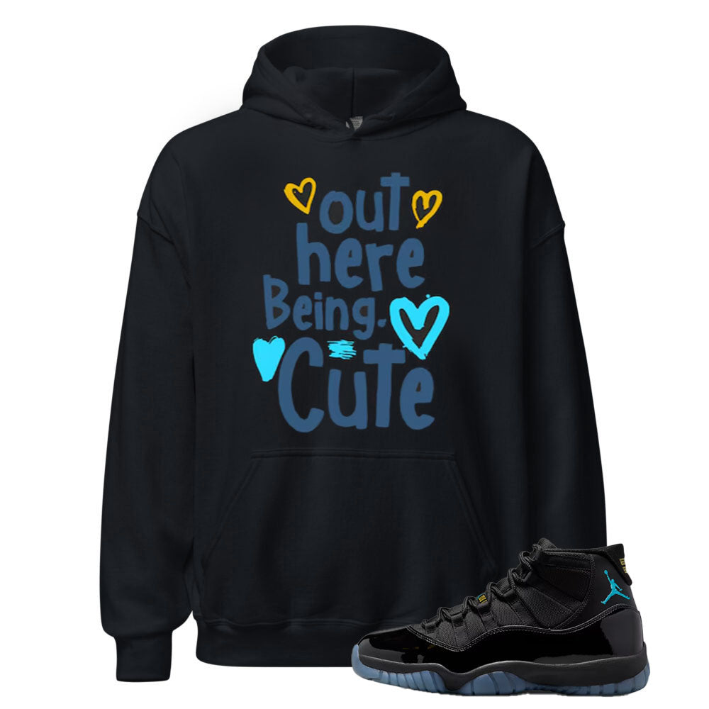 Jordan 11 Gamma Blue Hoodie to Match Out Here Being Cute Design 378037-006 Match Sneaker Tee