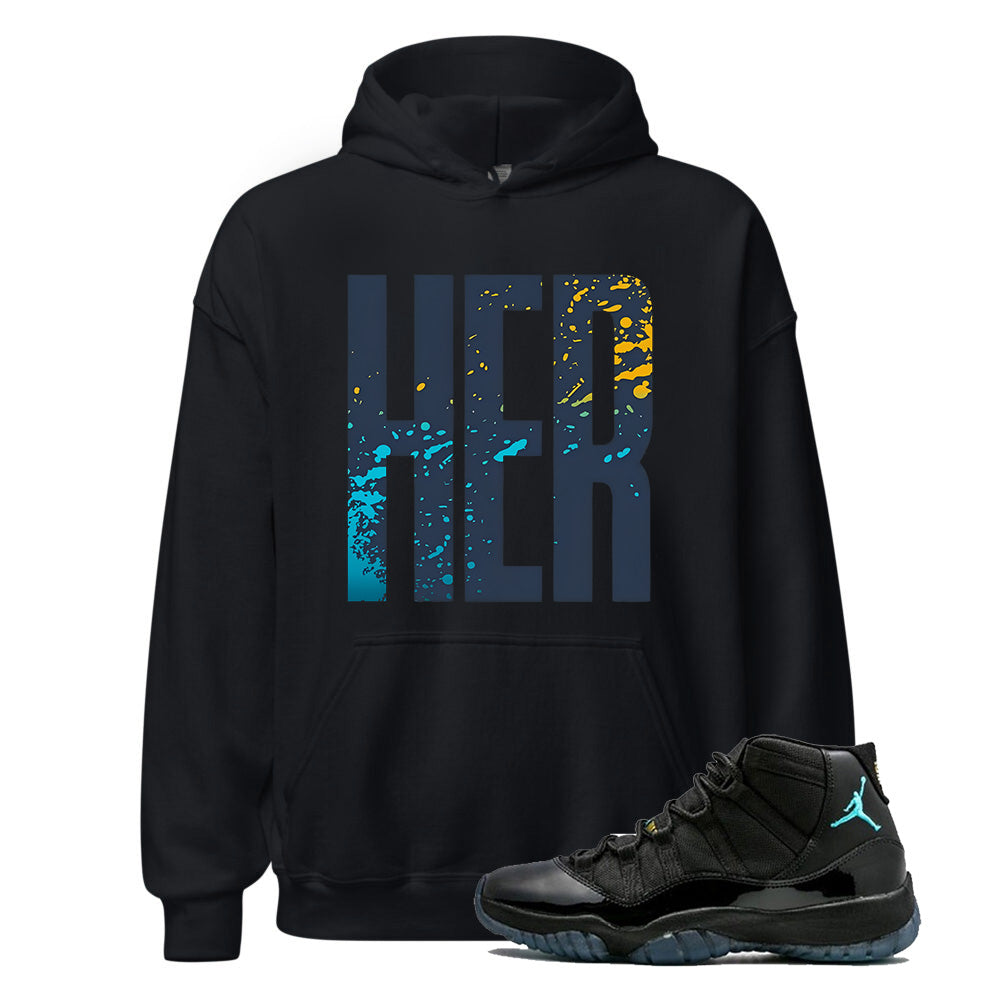 Jordan 11 Gamma Blue HER Hoodie to Match 378037-006 Match Sneaker Tee