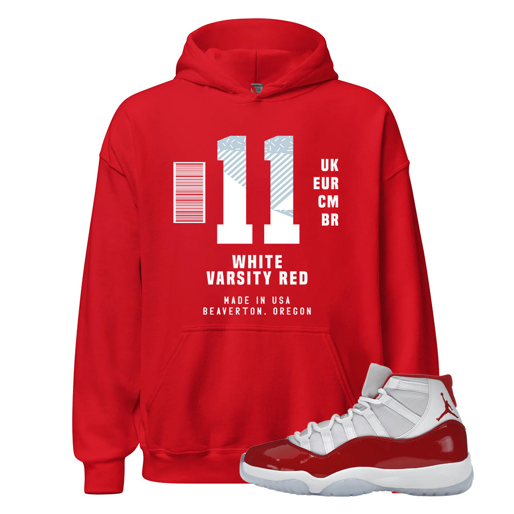 Jordan 11 Retro Low White UK EUR CM BR Vasity Red 72-11 Hoodie Match Sneaker Tee