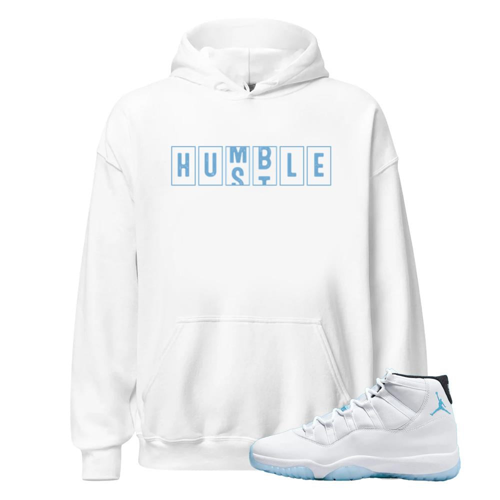 Air Jordan 11 Retro Legend Blue Hoodie to Match Hustle Humble CT8012-104 Match Sneaker Tee