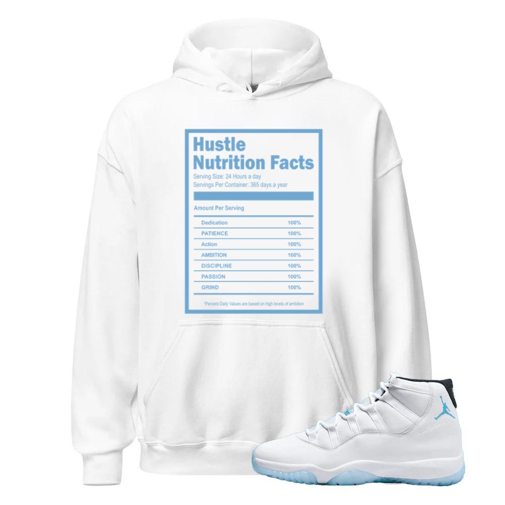 Air Jordan 11 Retro Legend Blue Hoodie to Match Hustle Nutrition Facts CT8012-104 Match Sneaker Tee