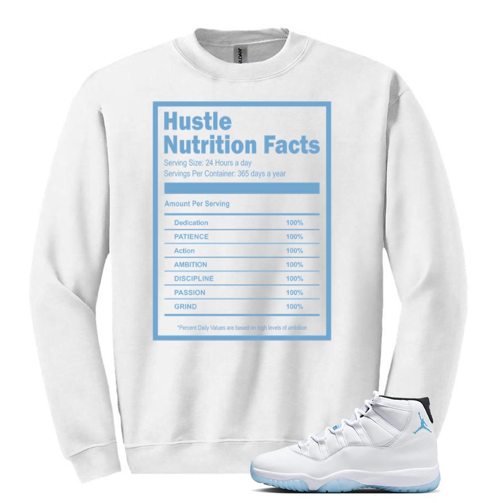 Air Jordan 11 Retro Legend Blue Sweatshirt to Match Hustle Nutrition Facts CT8012-104 Match Sneaker Tee
