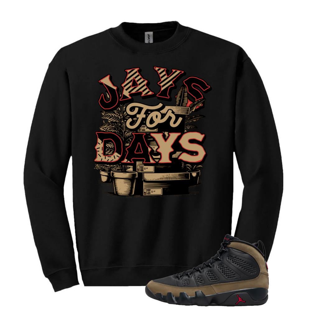Air Jordan 9 Olive Shirt to Match Jays For Days Sweatshirt HV4794-030 Match Sneaker Tee