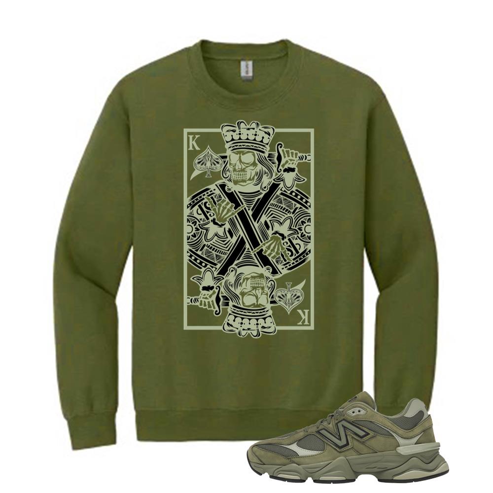 New Balance 9060 Dark Olivine Shirt to Match King Card Sweatshirt U9060ZGD Match Sneaker Tee