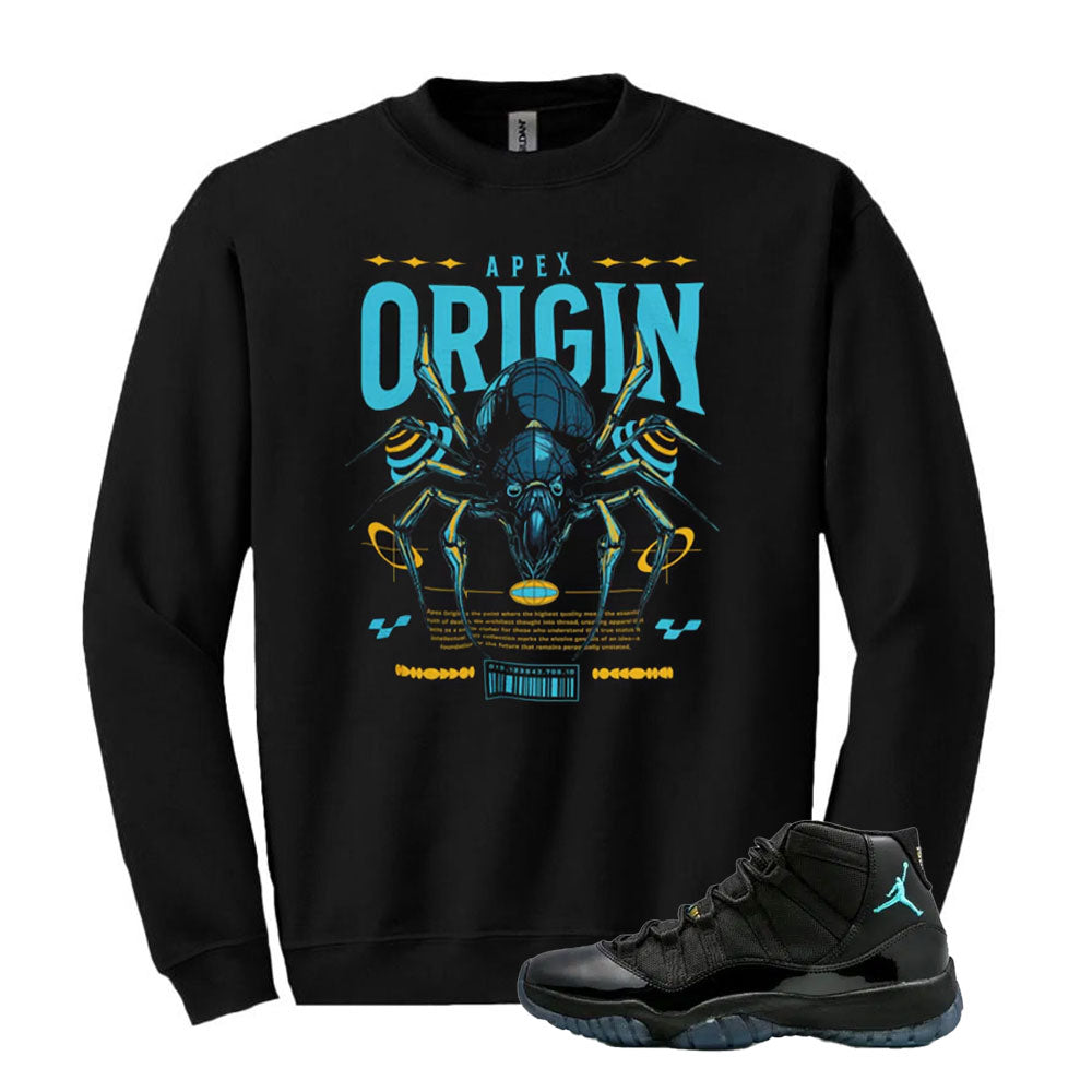 Air Jordan 11 Retro Gamma Blue Sweatshirt to Match Apex Origin Design 378037-006 Match Sneaker Tee