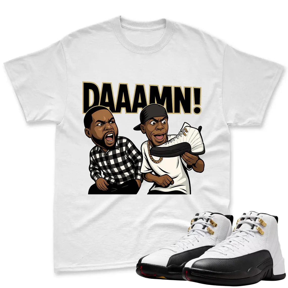 Air Jordan 12 Royalty Taxi DAAAMN Shirt to Match, CT8013-170 Sneaker Match Tee