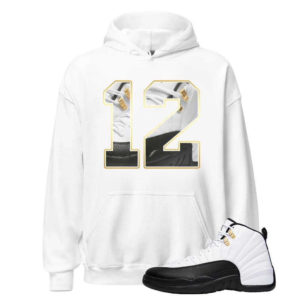 Air Jordan 12 Taxi Shirt to Match 12 Graphic Black White Hoodie, CT8013-170, Match Sneaker Tee