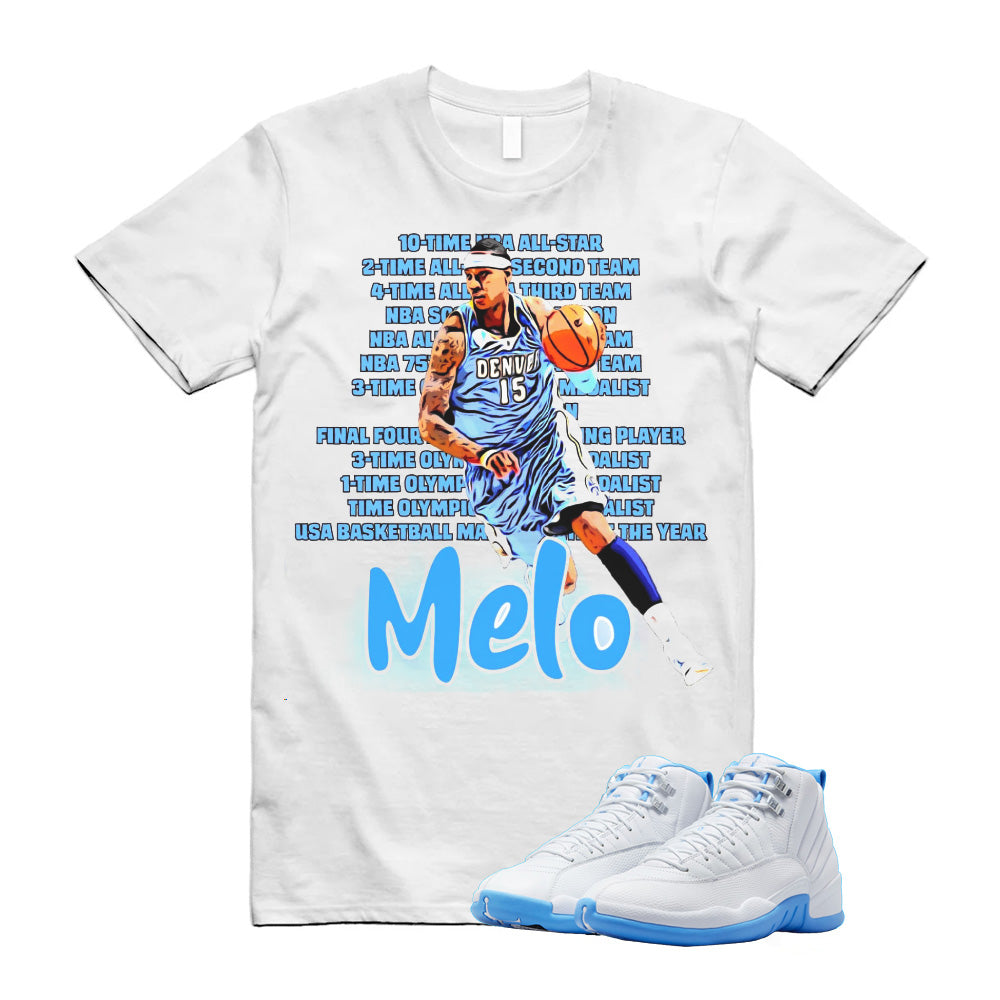 Air Jordan 12 University Blue – Melo Basketball Tribute Shirt to Match – CT8013-112 Match Sneaker Tee