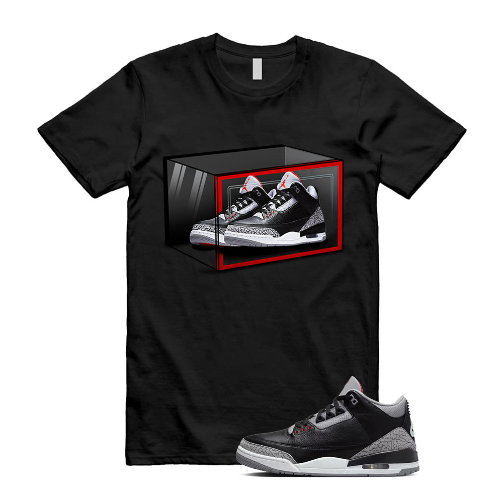Shoe Box Unisex Graphic Shirts To Match Sneakers 3s Retro Black Cement T-Shirt, DN3707-010 Sneaker Match Tee