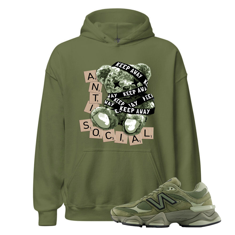 New Balance 9060 Dark Olivine Green Olive Anti Social Bear Hoodie to Match U9060ZGD Match Sneaker Tee
