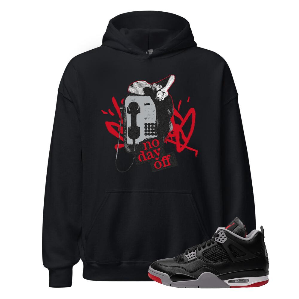 Air Jordan 4 BRED Reimagined Shirt to Match No Day Off Hoodie FV5029-006 Match Sneaker Tee