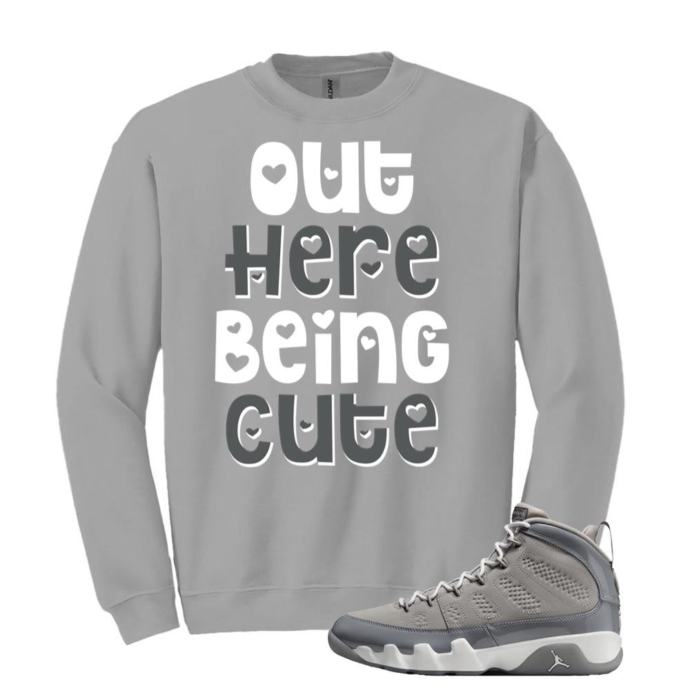 Jordan 9 Retro Cool Grey Sweatshirt to Match Out Here Being Cute HV4794-011 Match Sneaker Tee