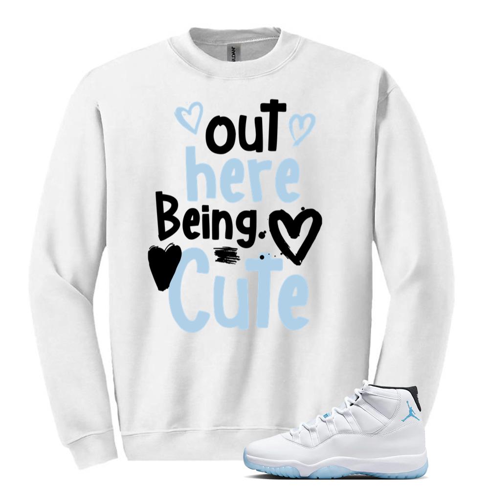 Air Jordan 11 Retro Legend Blue Sweatshirt to Match Out Here Being Cute CT8012-104 Match Sneaker Tee