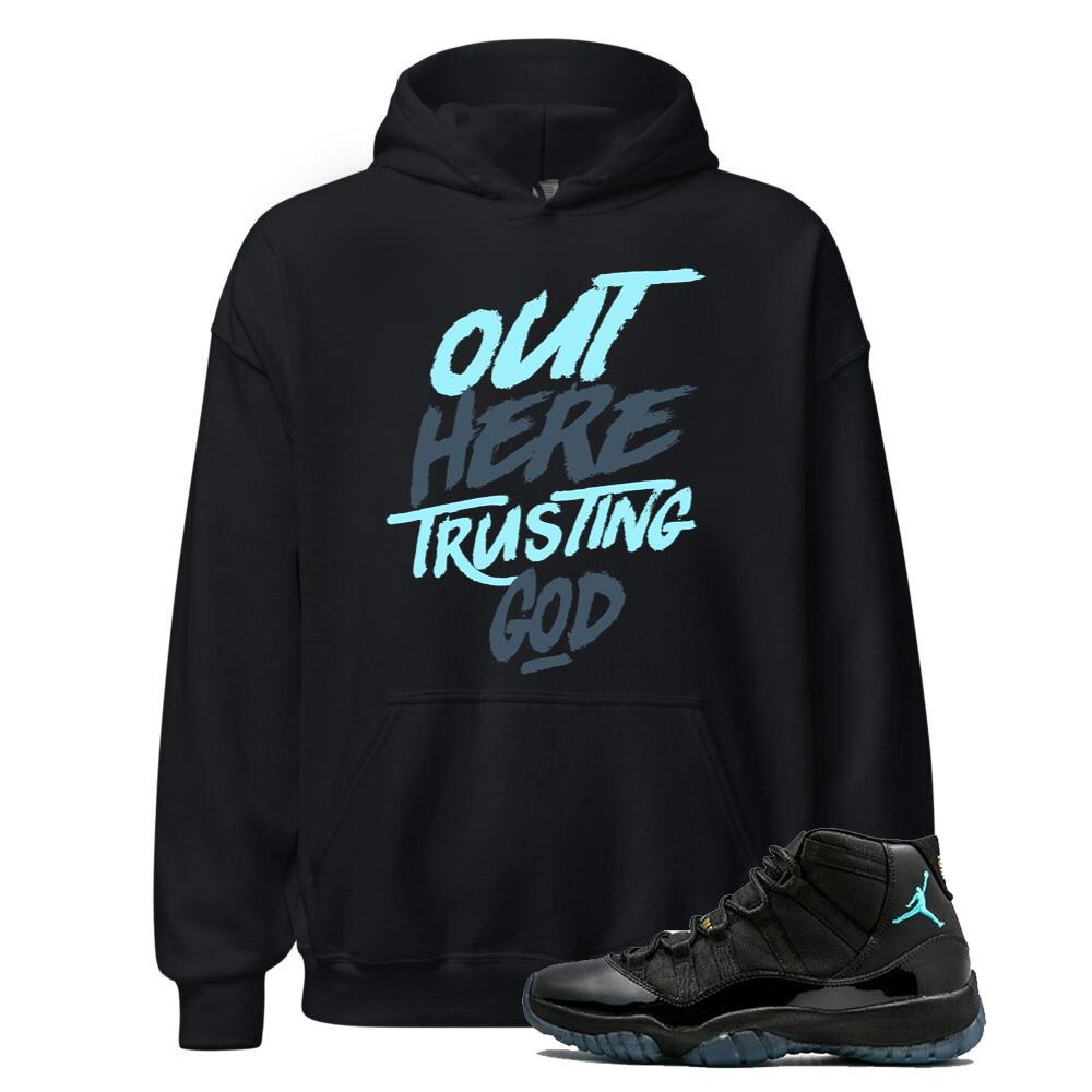 Air Jordan 11 Retro Gamma Blue Shirt to Match Out Here Trusting God Hoodie 378037-006 Match Sneaker Tee