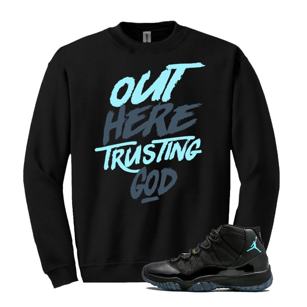 Air Jordan 11 Retro Gamma Blue Shirt to Match Out Here Trusting God Sweatshirt 378037-006 Match Sneaker Tee