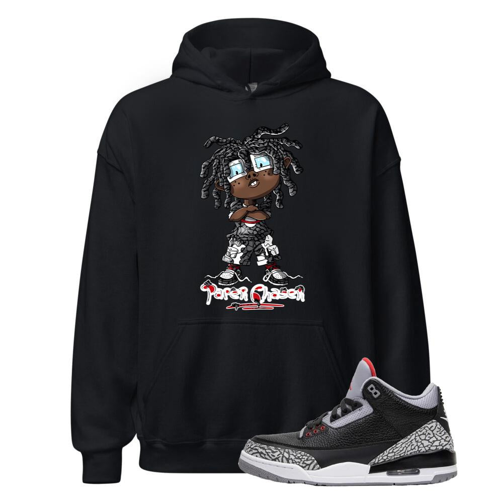Air Jordan 3 Retro OG Black Cement Shirt to Match Paper Chaser Hoodie DN3707-010 Match Sneaker Tee