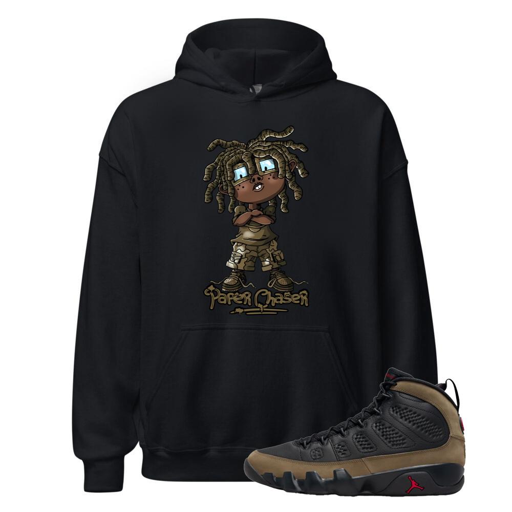 Air Jordan 9 Olive Shirt to Match Paper Chaser Hoodie HV4794-030 Match Sneaker Tee