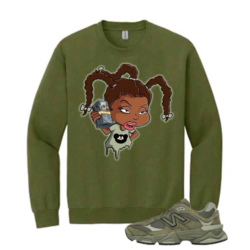 New Balance 9060 Dark Olivine Shirt to Match Paper Chasers Girl Sweatshirt U9060ZGD Match Sneaker Tee