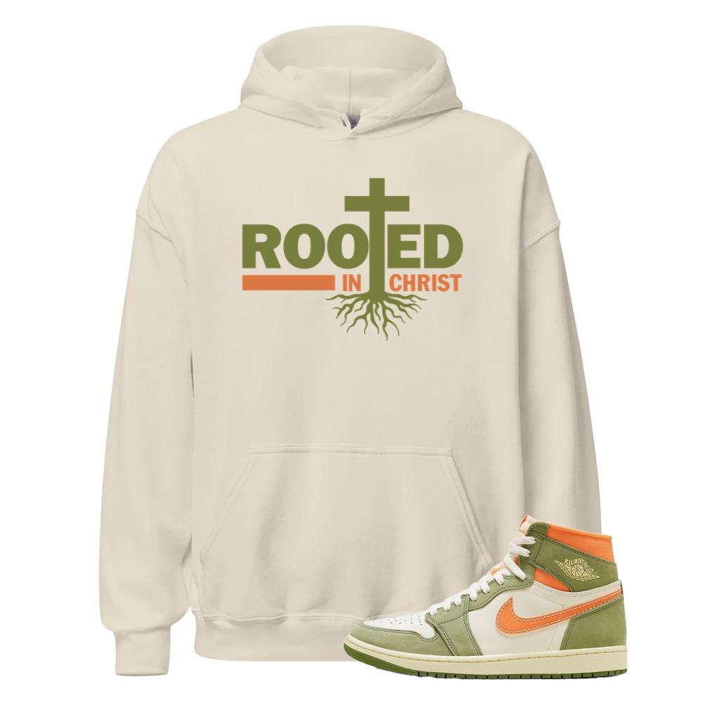 Air Jordan 1 High OG Craft Celadon Shirt to Match Rooted In Christ Hoodie FB9934-300 Match Sneaker Tee