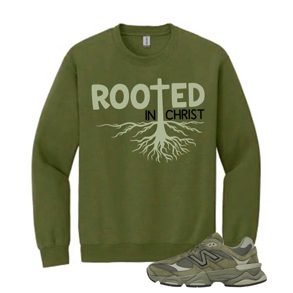 New Balance 9060 Dark Olivine Shirt to Match Rooted Sweatshirt U9060ZGD Match Sneaker Tee