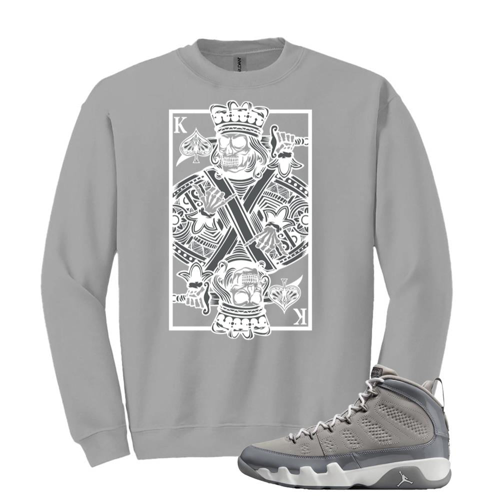 Jordan 9 Retro Cool Grey Sweatshirt to Match Skull King Card HV4794-011 Match Sneaker Tee