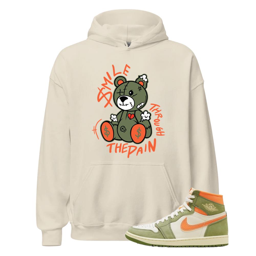 Air Jordan 1 High OG Craft Celadon Shirt to Match Smile Through The Pain Hoodie FB9934-300 Match Sneaker Tee