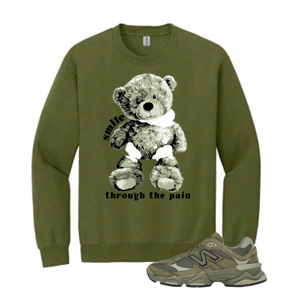 New Balance 9060 Dark Olivine Shirt to Match Smile Through The Pain Sweatshirt U9060ZGD Match Sneaker Tee
