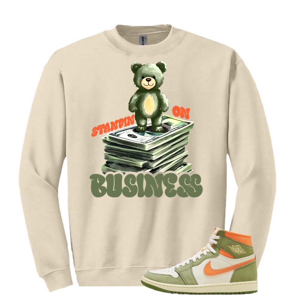 Jordan 1 High OG Craft Celadon Shirt to Match Stand On Business Bear Money Stack Teddy Boss Sweatshirt FB9934-300 Match Sneaker Tee