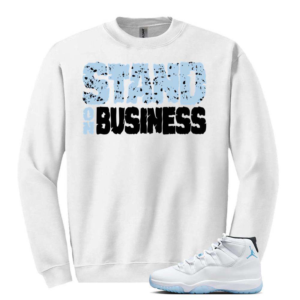 Air Jordan 11 Retro Legend Blue Sweatshirt to Match Stand On Business CT8012-104 Match Sneaker Tee