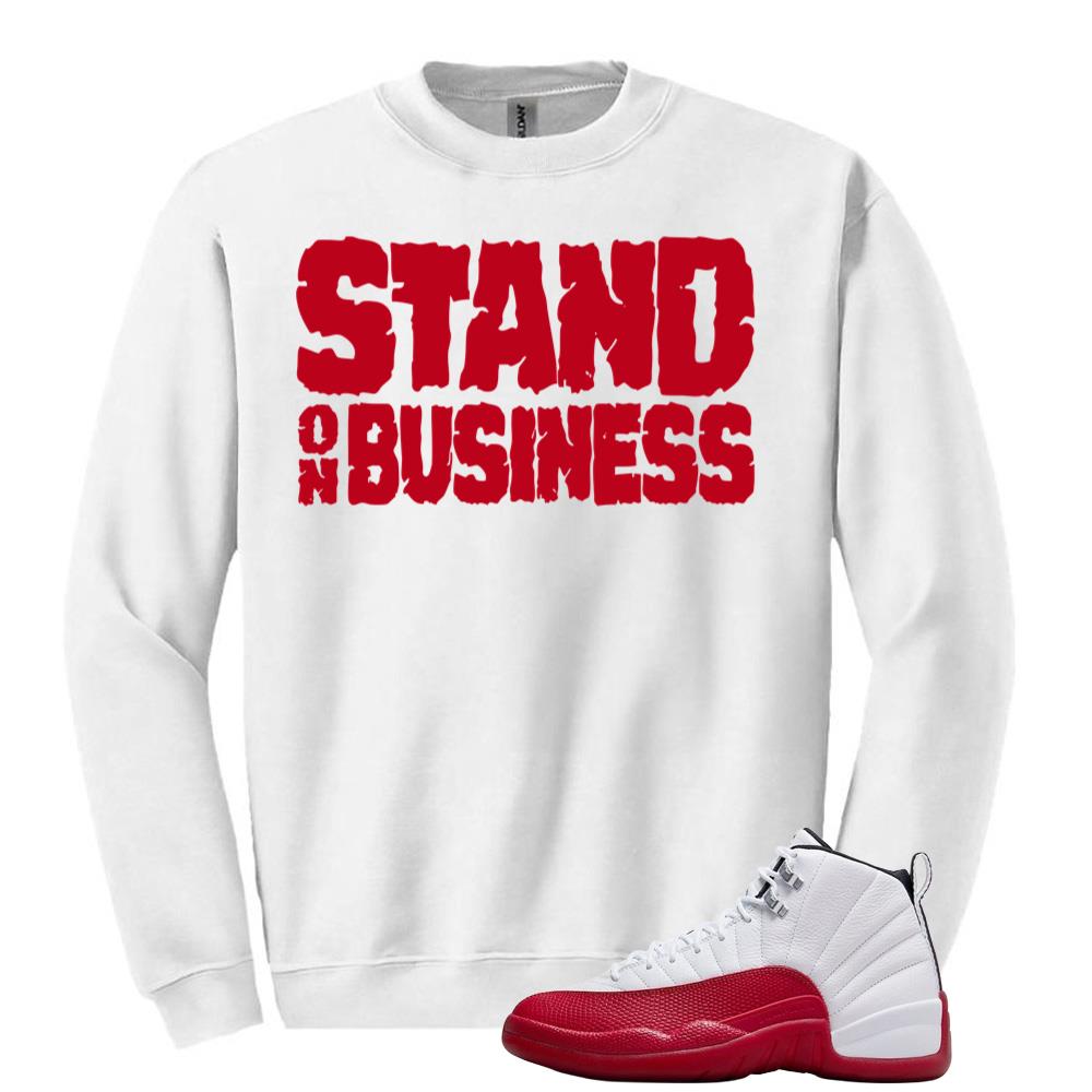 Air Jordan 12 Cherry Red Sweatshirt to Match Stand On Business CT8013-116 Match Sneaker Tee