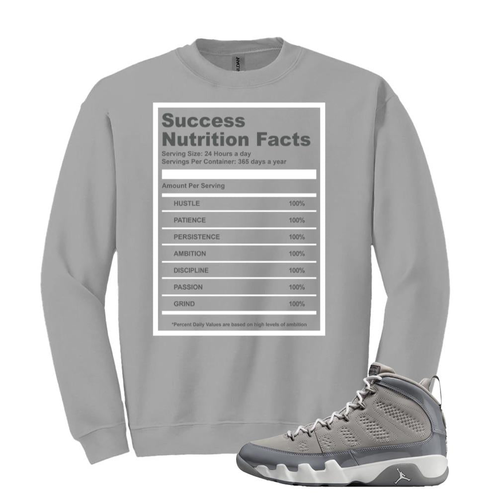 Jordan 9 Retro Cool Grey Sweatshirt to Match Success Nutrition Facts Serving HV4794-011 Match Sneaker Tee