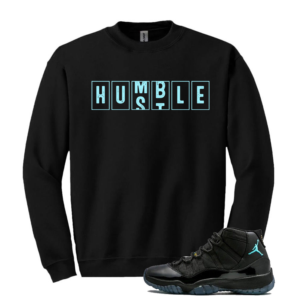 Air Jordan 11 Retro Gamma Blue Shirt to Match Humble Hustle Sweatshirt 378037-006 Match Sneaker Tee