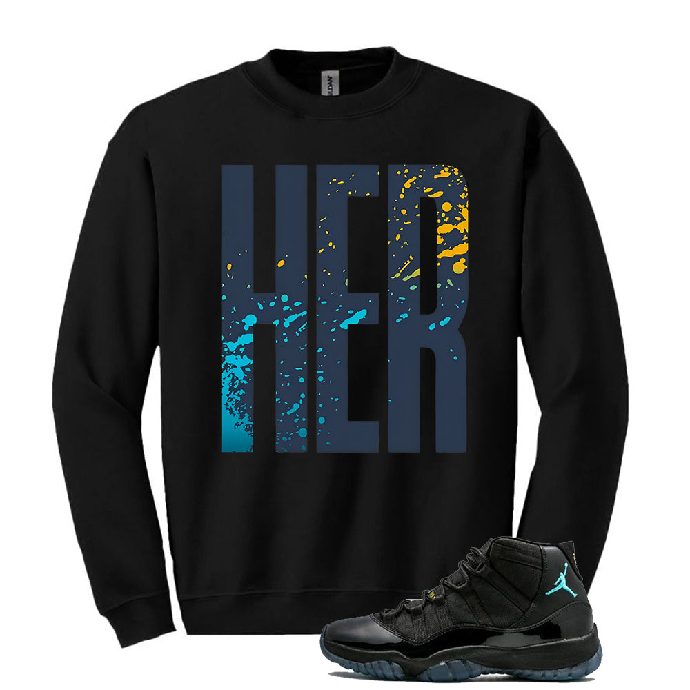 Jordan 11 Gamma Blue HER Sweatshirt to Match 378037-006 Match Sneaker Tee