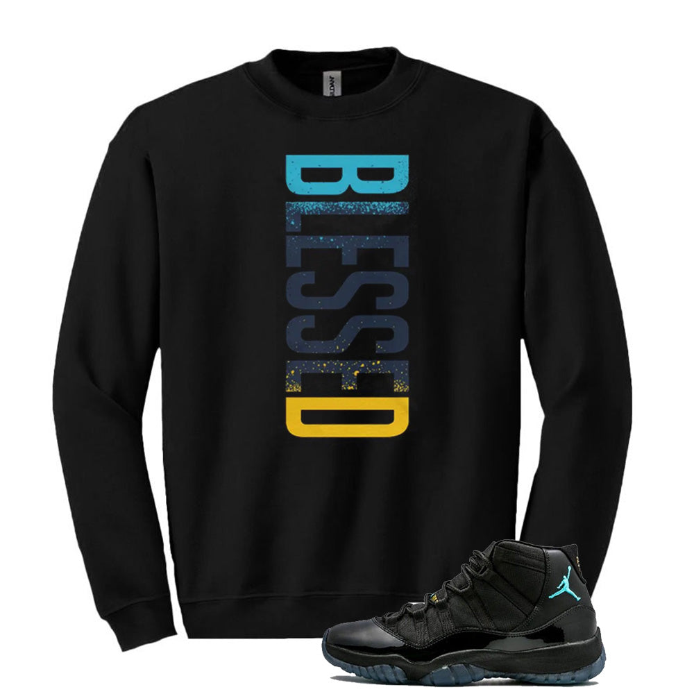 Jordan 11 Gamma Blue Blessed Sweatshirt to Match 378037-006 Match Sneaker Tee