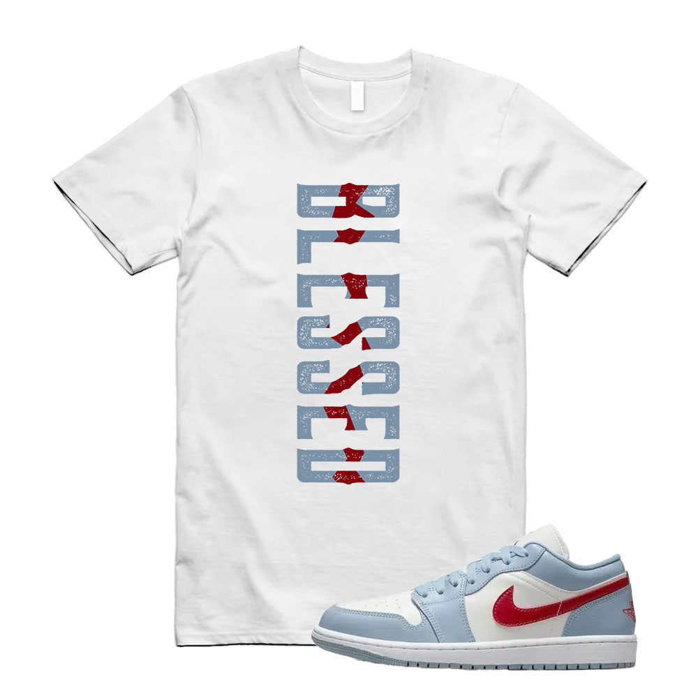 Jordan 1 Low ‘Blue Whisper’ Shirt to Match Blessed DC0774-164 Match Sneaker Tee