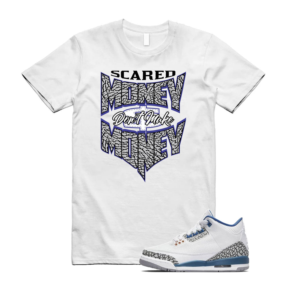 Air Jordan 3 Retro True Blue Shirt to Match Scared Money Don’t Make Money DM0967-148 Match Sneaker Tee
