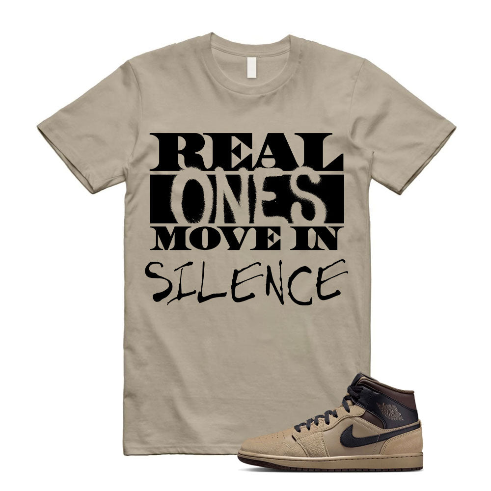 Air Jordan 1 Khaki Baroque Brown Black Gum Mid Shirt to Match Real Ones Move In Silence HV6422-200 Match Sneaker Tee