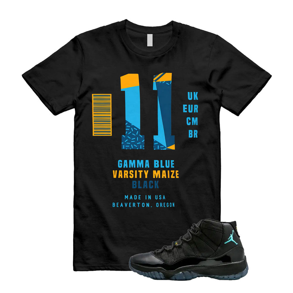 Air Jordan 11 Gamma Blue Varsity Maize Shirt to Match Number 11, 378037-006, Match Sneaker Tee