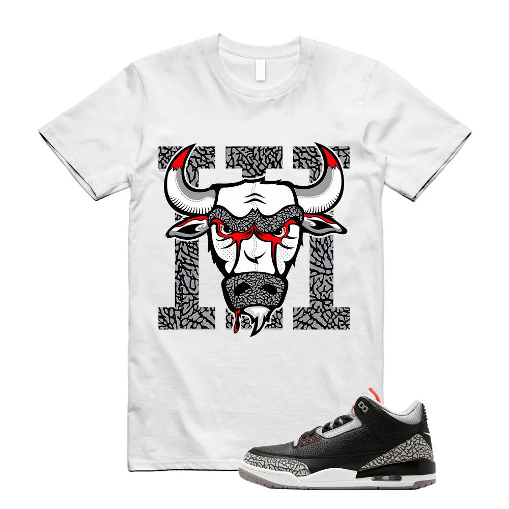 Air Jordan 3 Black Cement Sneakers Shirt to Match Bull 3 Match Sneaker Tee