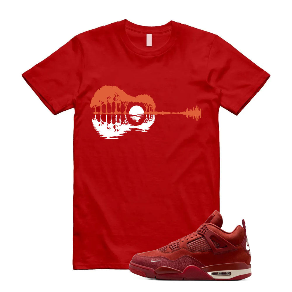 Jordan 4 Brick By Brick Cinnabar Firewood Shirt to Match Guitar HF4340-800 Match Sneaker Tee