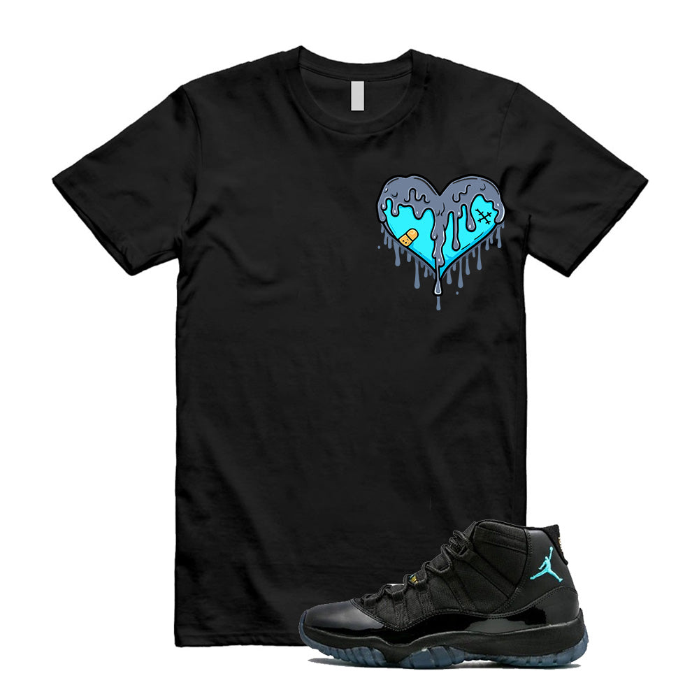 Jordan 11 Gamma Blue Dripping Heart Shirt to Match 378037-006, Match Sneaker Tee