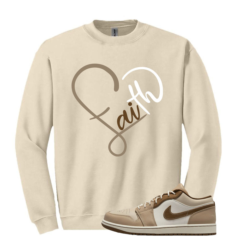 Air Force 1 Hemp Light British Tan Low SE Sail Oatmeal Sweatshirt to Match Faith Heart HF5753-221 Match Sneaker Tee