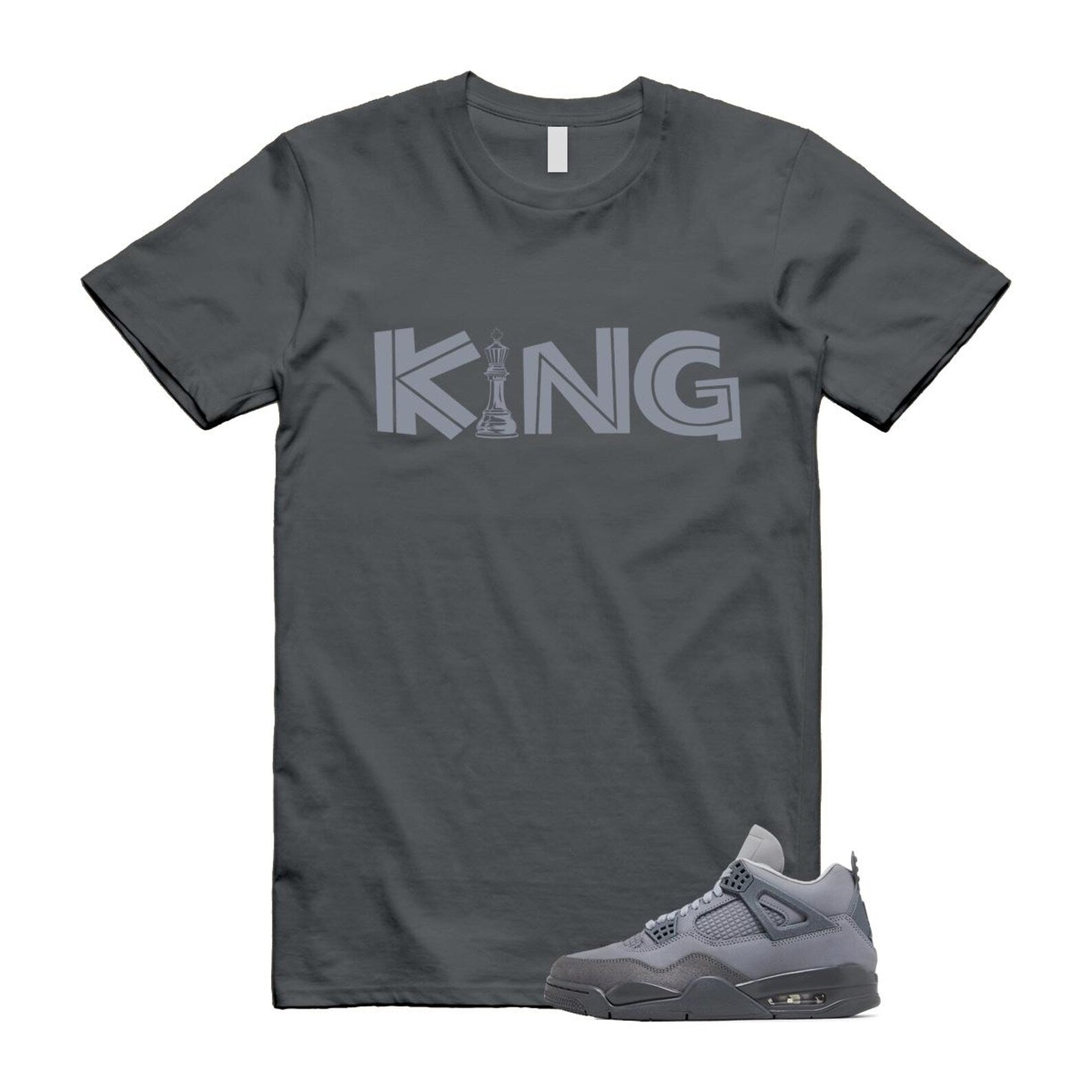 4 Wet Cement Smoke Iron Grey Retro SE T Shirt Match KING T-Shirt, Sneaker Match Tee